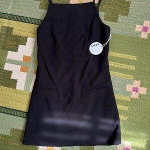 STAUD Rhythm Black Square-Neck Mini Dress - NEW WITH TAGs